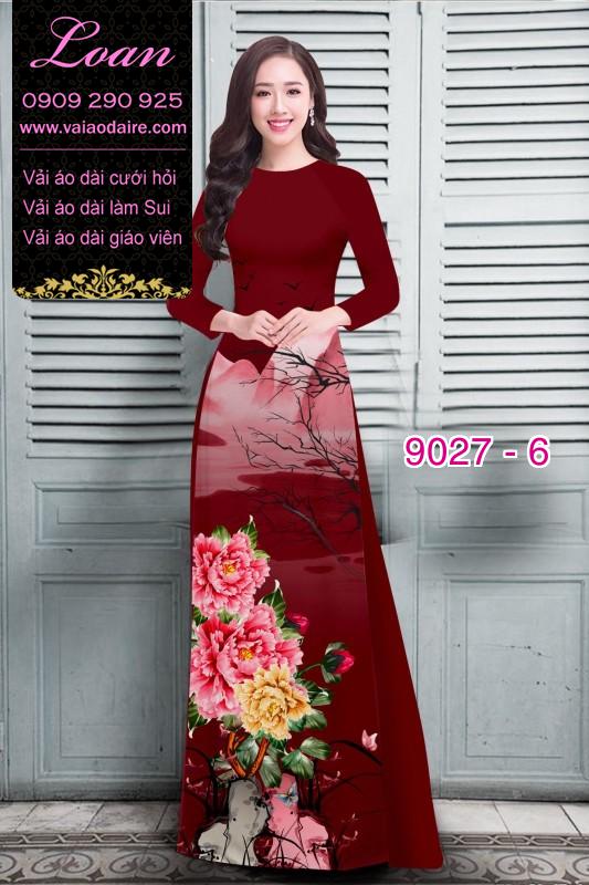 Vải áo dài hoa Mẫu Đơn