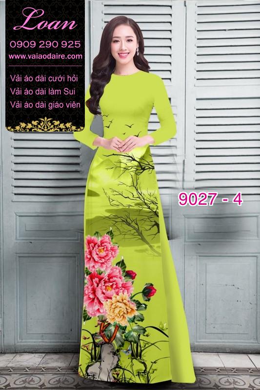 Vải áo dài hoa Mẫu Đơn