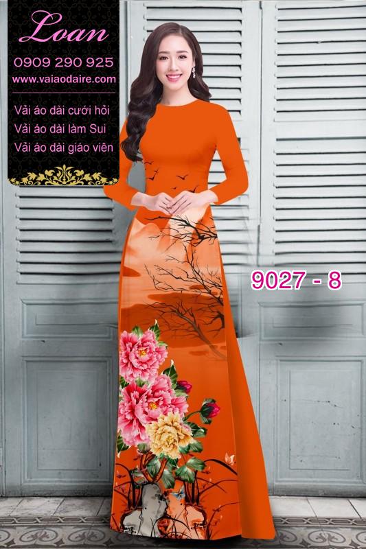 Vải áo dài hoa Mẫu Đơn