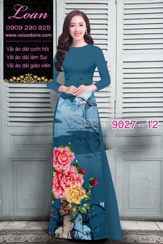 Vải áo dài hoa Mẫu Đơn