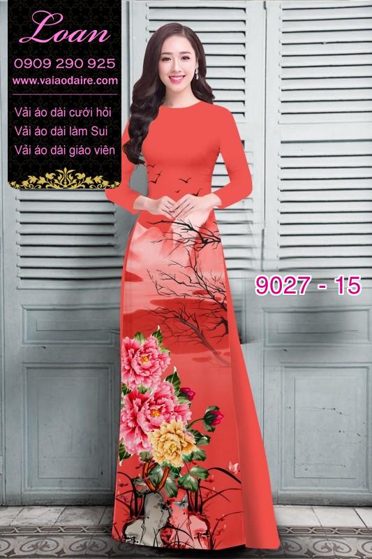 Vải áo dài hoa Mẫu Đơn