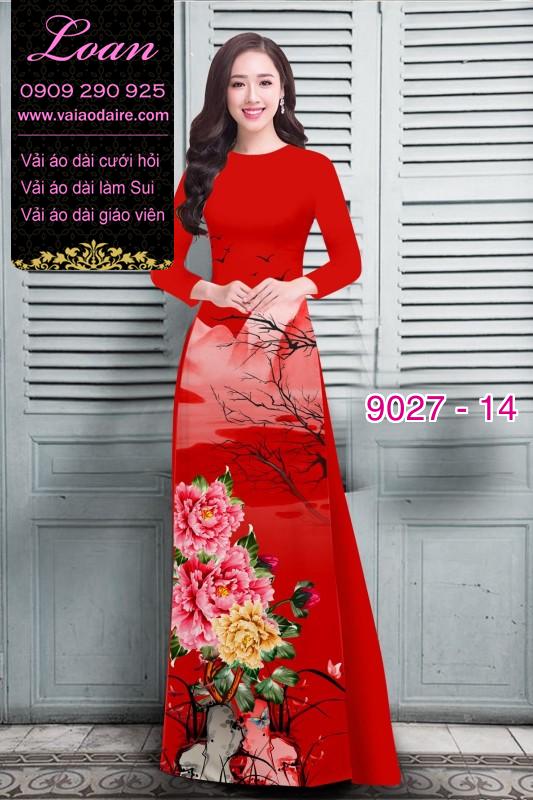 Vải áo dài hoa Mẫu Đơn