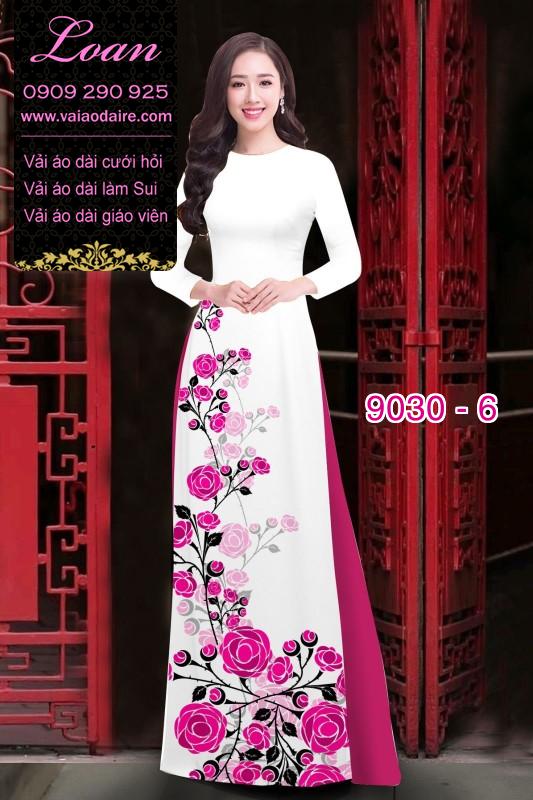 Vải áo dài hoa Hồng Vải áo dài hoa Hồng