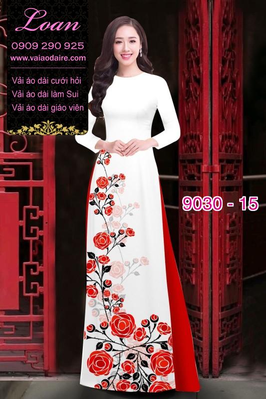 Vải áo dài hoa Hồng Vải áo dài hoa Hồng