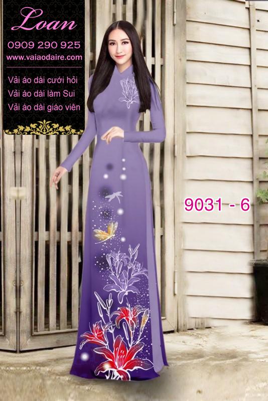 Vải áo dài hoa Ly lấp lánh