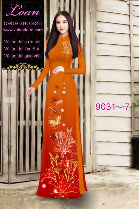 Vải áo dài hoa Ly lấp lánh
