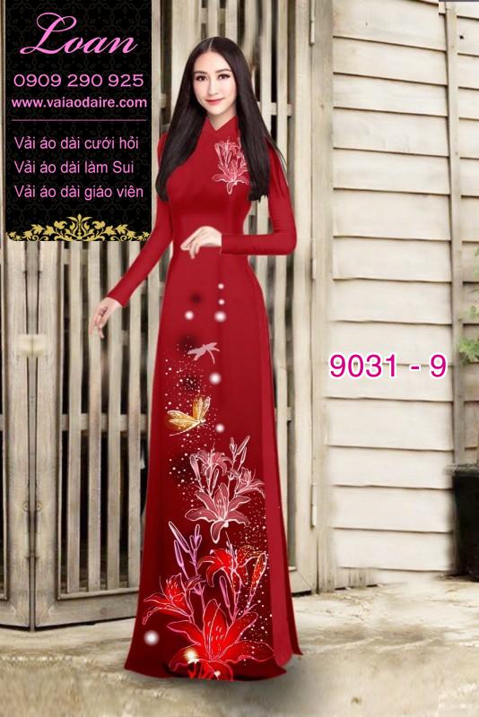 Vải áo dài hoa Ly lấp lánh