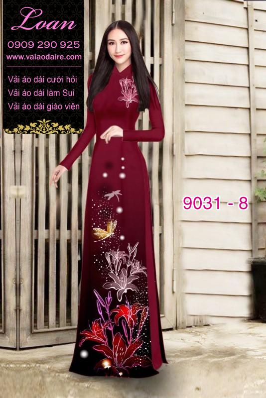 Vải áo dài hoa Ly lấp lánh