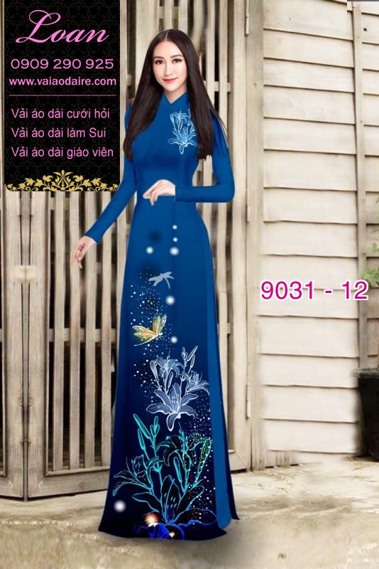 Vải áo dài hoa Ly lấp lánh