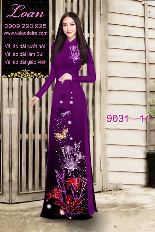 Vải áo dài hoa Ly lấp lánh