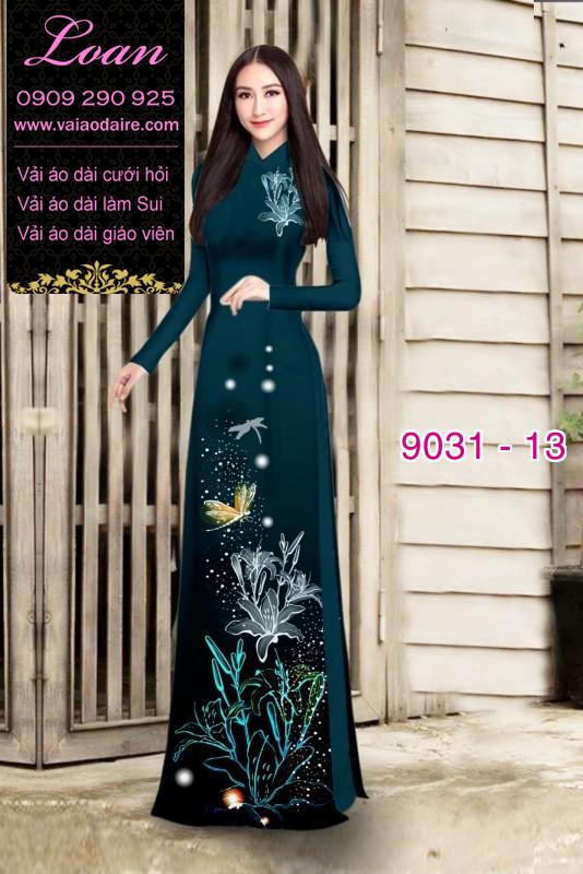Vải áo dài hoa Ly lấp lánh