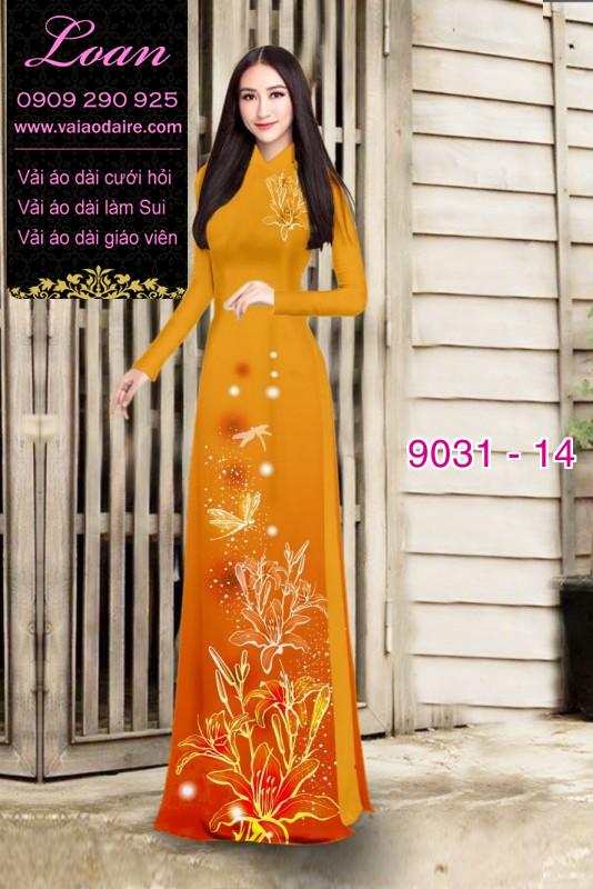 Vải áo dài hoa Ly lấp lánh