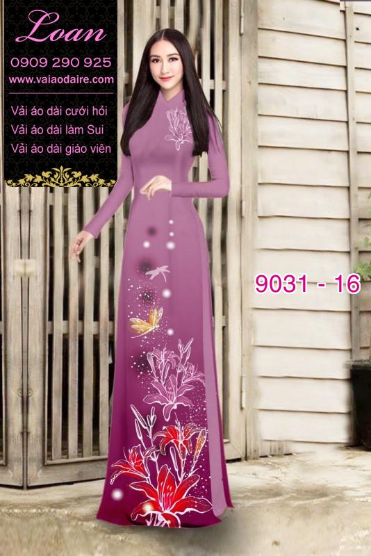 Vải áo dài hoa Ly lấp lánh
