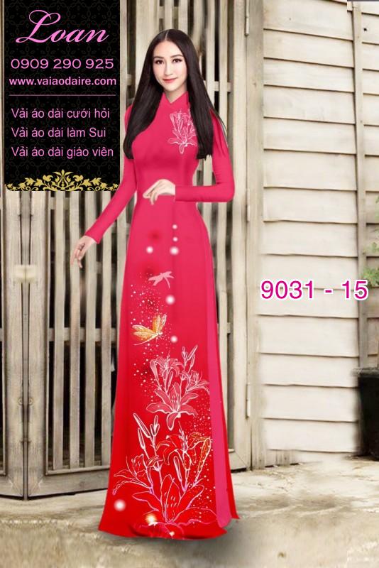 Vải áo dài hoa Ly lấp lánh