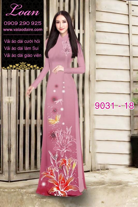 Vải áo dài hoa Ly lấp lánh