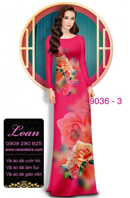 Vải áo dài hoa Hồng 3D