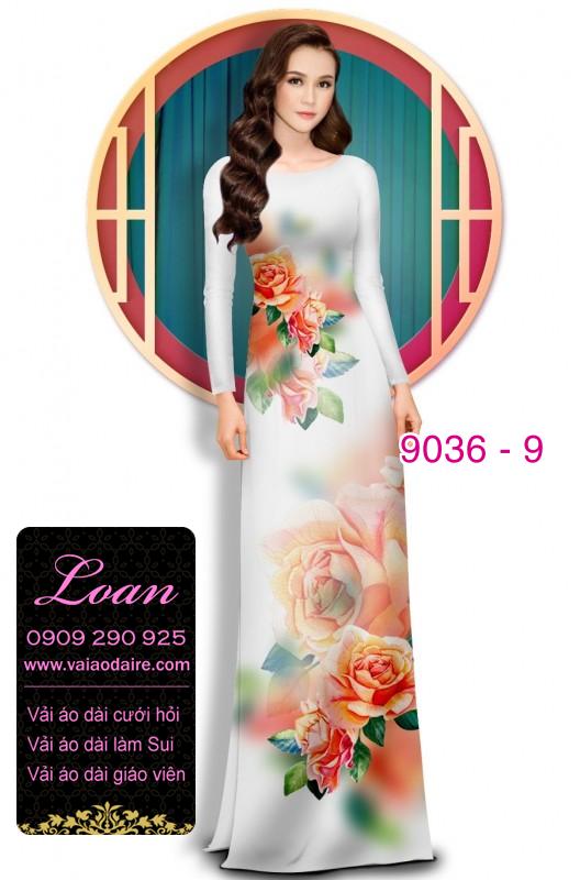 Vải áo dài hoa Hồng 3D