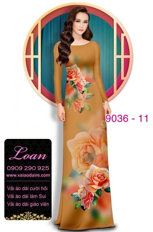 Vải áo dài hoa Hồng 3D