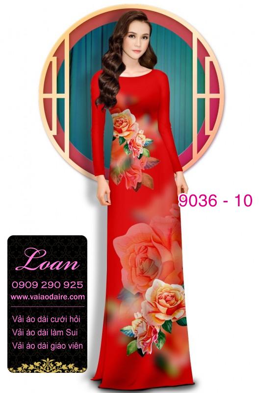 Vải áo dài hoa Hồng 3D