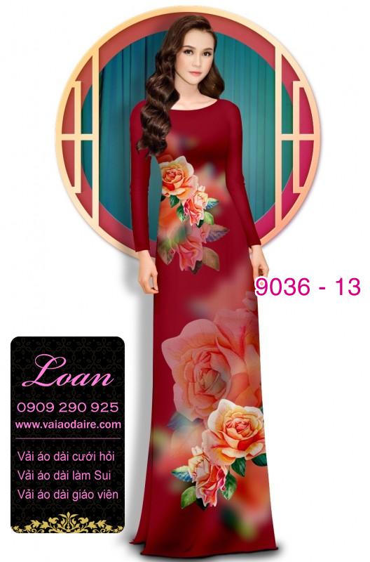 Vải áo dài hoa Hồng 3D