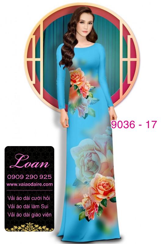 Vải áo dài hoa Hồng 3D