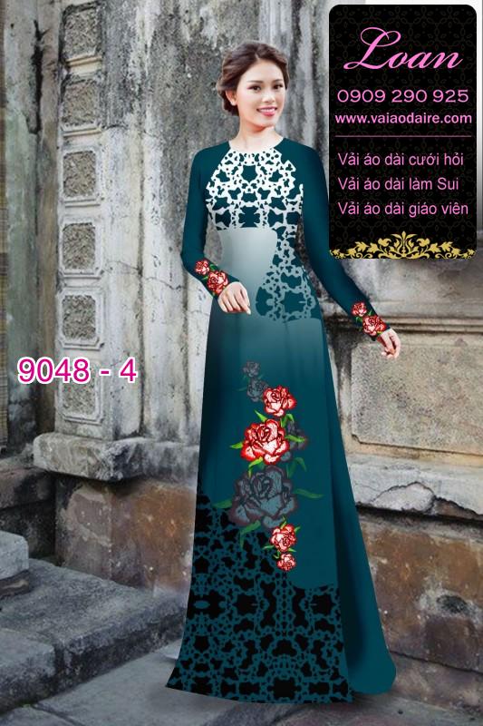 Vải áo dài hoa Hồng
