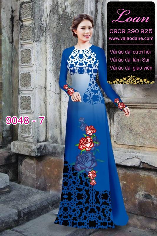 Vải áo dài hoa Hồng