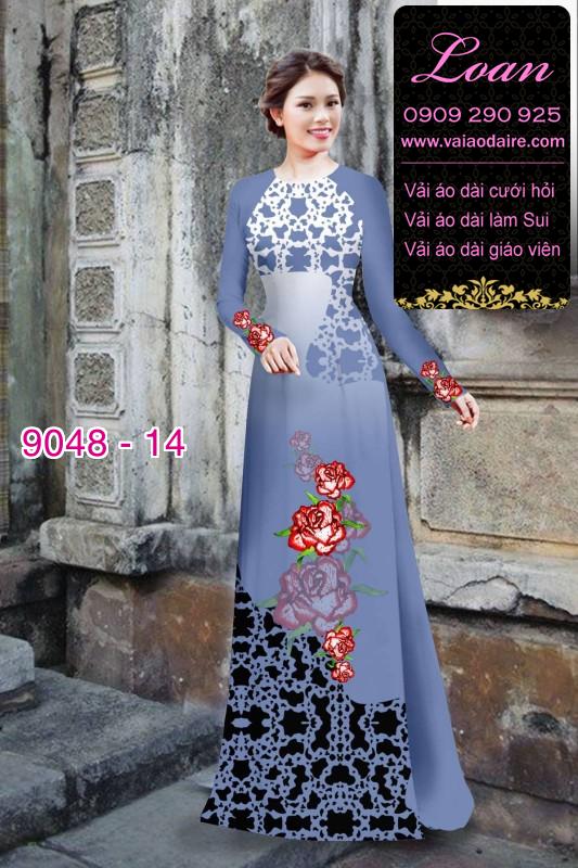 Vải áo dài hoa Hồng