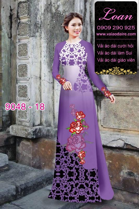 Vải áo dài hoa Hồng