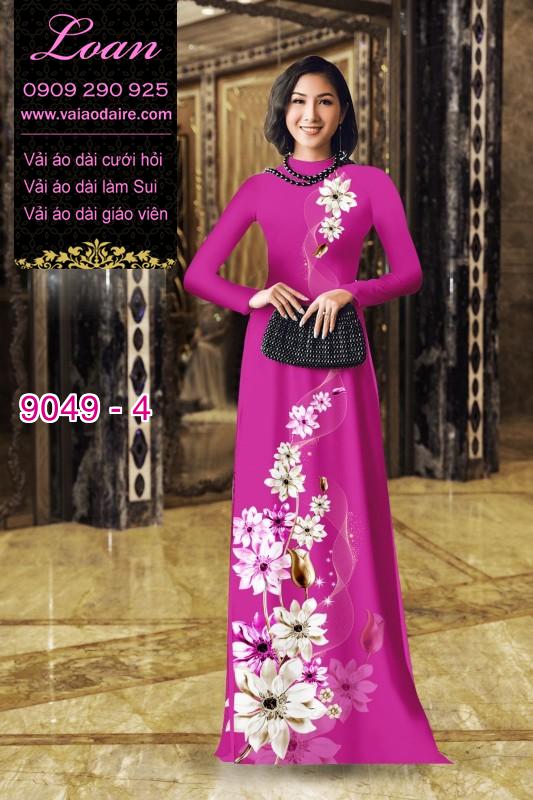 Vải áo dài hoa 3D