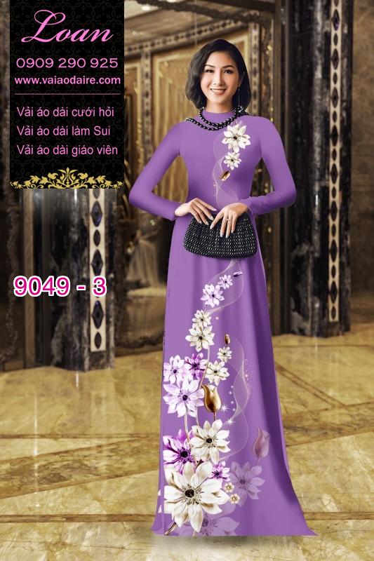 Vải áo dài hoa 3D