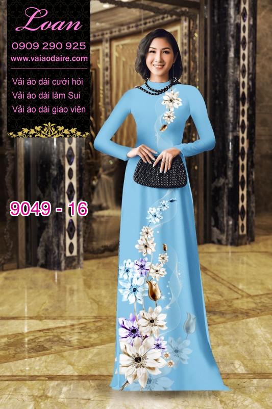 Vải áo dài hoa 3D