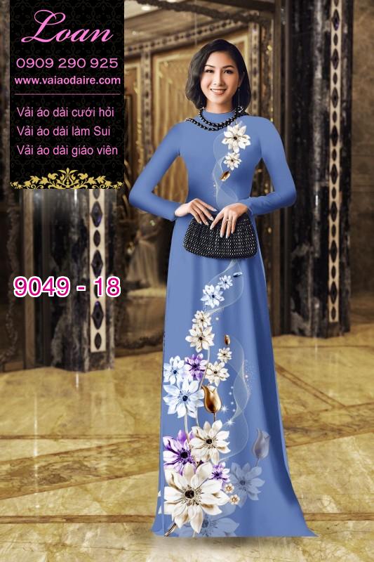 Vải áo dài hoa 3D