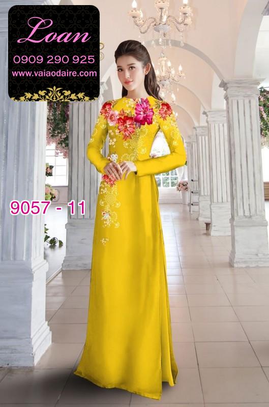 Vải áo dài hoa 3D