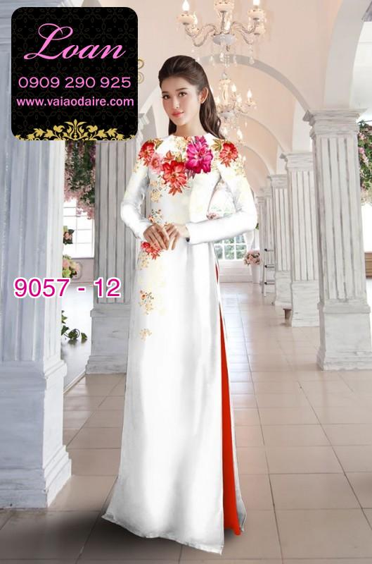 Vải áo dài hoa 3D