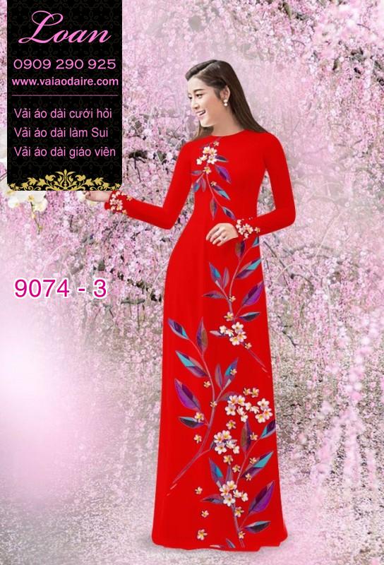 Vải áo dài hoa 3D