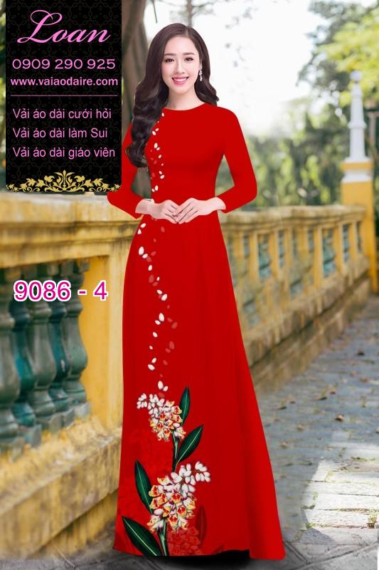 Vải áo dài hoa 3D