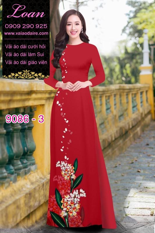 Vải áo dài hoa 3D