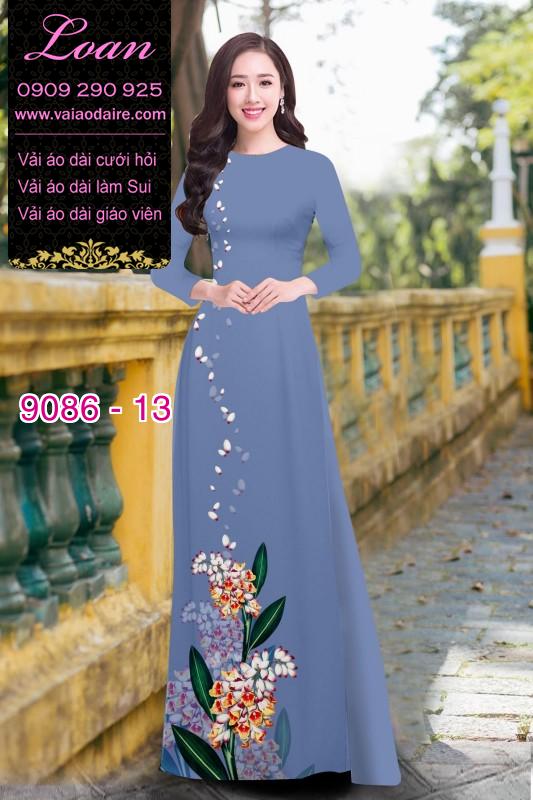 Vải áo dài hoa 3D