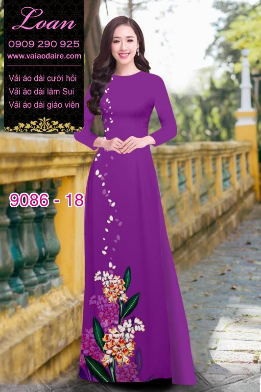 Vải áo dài hoa 3D