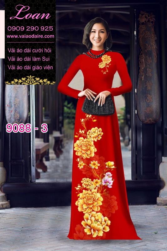 Vải áo dài hoa 3D
