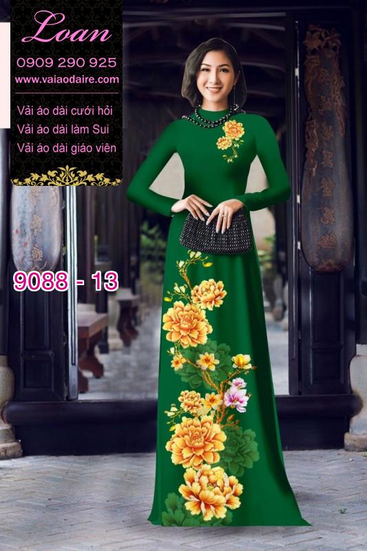 Vải áo dài hoa 3D
