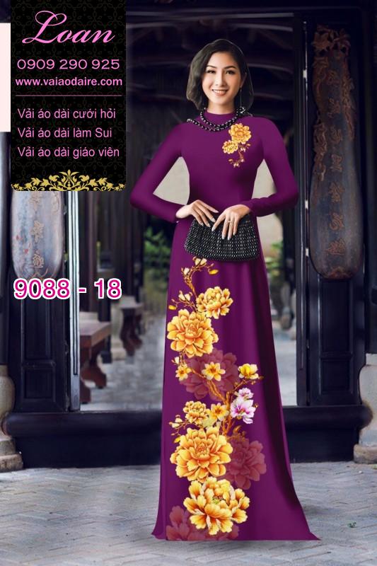 Vải áo dài hoa 3D