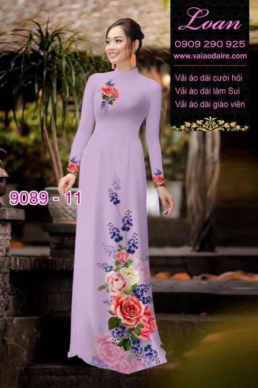 Vải áo dài hoa 3D