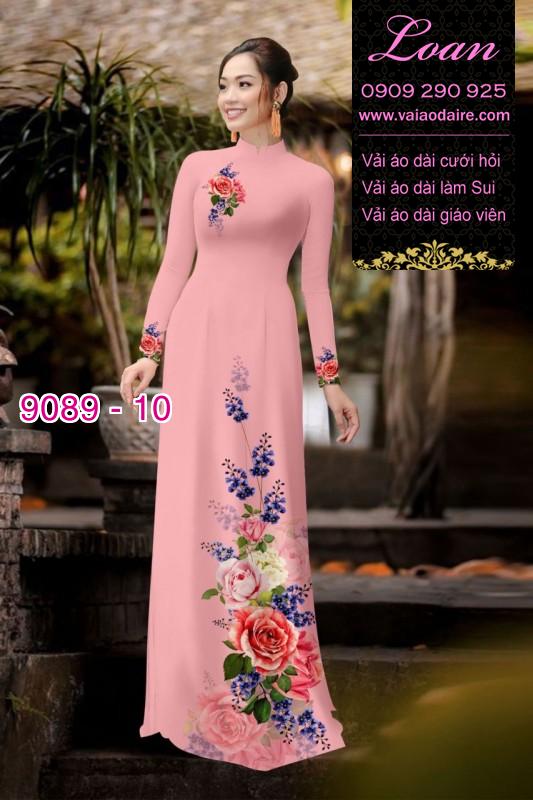 Vải áo dài hoa 3D