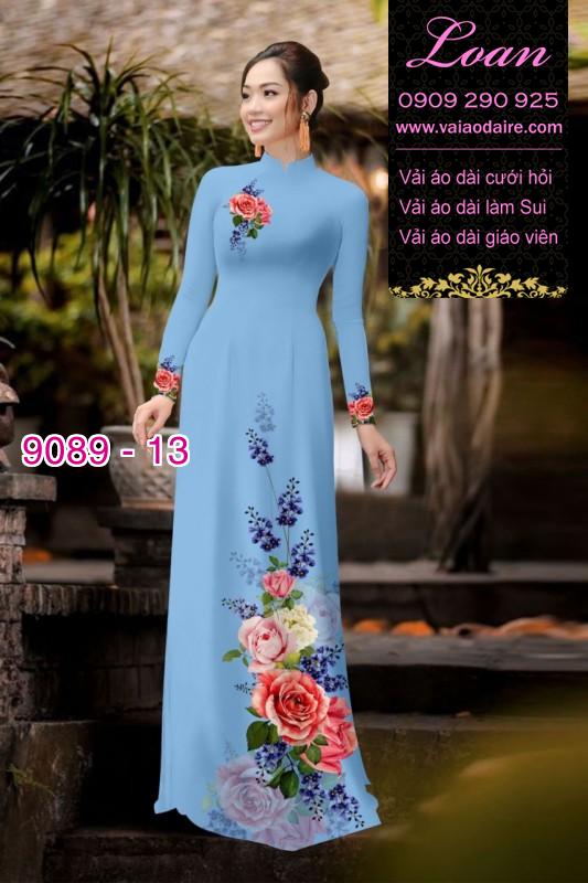 Vải áo dài hoa 3D