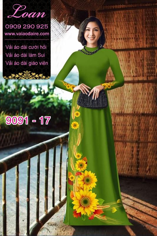 Vải áo dài hoa Hướng Dương