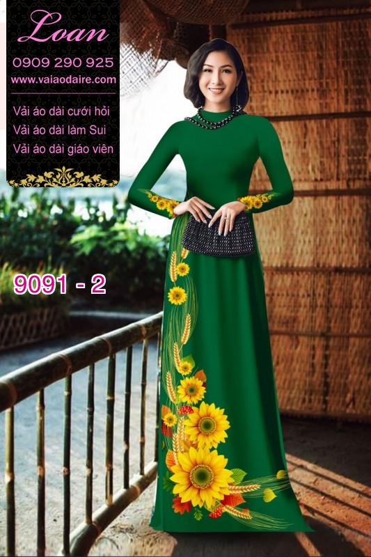 Vải áo dài hoa Hướng Dương
