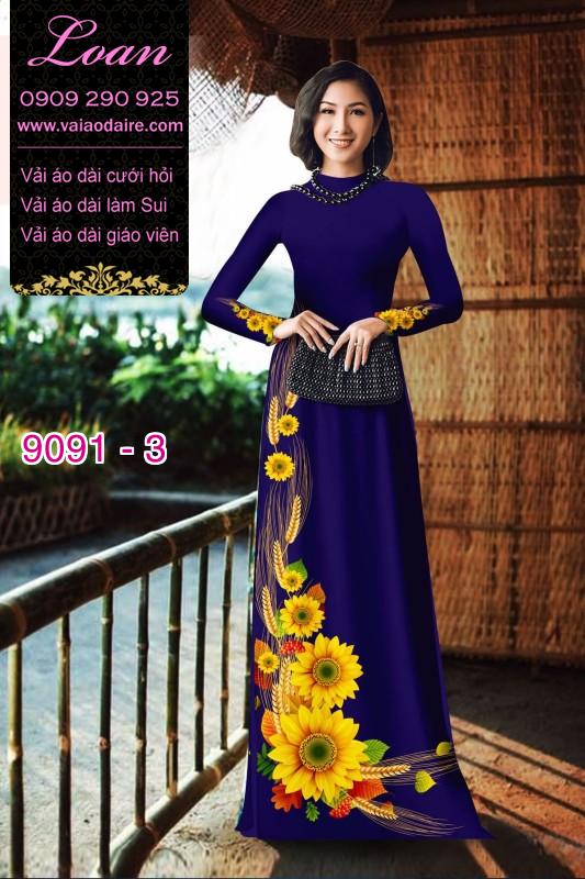 Vải áo dài hoa Hướng Dương