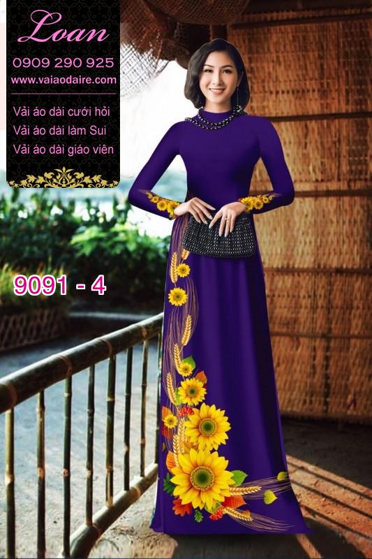 Vải áo dài hoa Hướng Dương